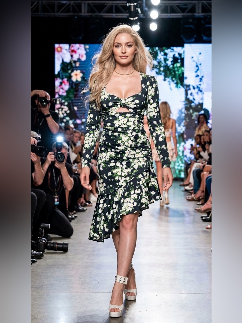 MICHAEL KORS COLLECTION NWT Daisy Ruched Satin Jersey Dress Runway Size 0 - Picture 6 of 17